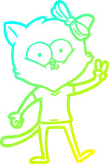 cold gradient line drawing cartoon cat