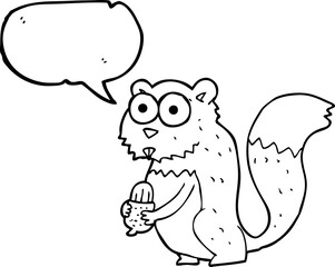 speech bubble cartoon angry squirrel with nut