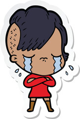 Fototapeta premium sticker of a cartoon crying girl