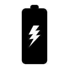 Battery icon with lightning bolt sign. Battery charging icon with lightning bolt symbol.