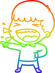 rainbow gradient line drawing cartoon laughing man