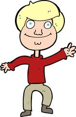 cartoon happy man waving