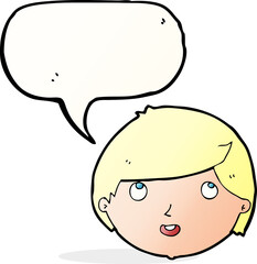 cartoon happy face with speech bubble