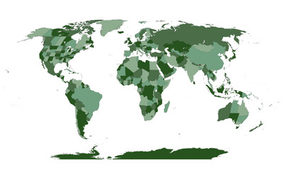 Green shades countries world map vector or high resolution png