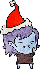 textured cartoon of a undead vampire girl wearing santa hat