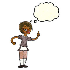 cartoon waitress taking order with thought bubble