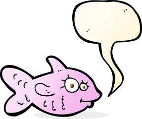 cartoon happy fish with speech bubble