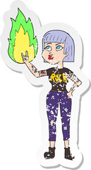retro distressed sticker of a cartoon rock girl
