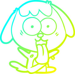 cold gradient line drawing cute cartoon dog