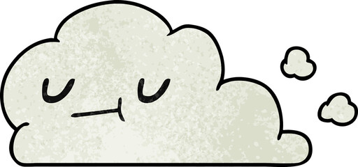 textured cartoon of kawaii happy cloud