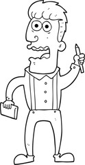 black and white cartoon stressed reporter