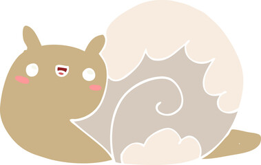 cute flat color style cartoon snail
