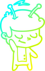 cold gradient line drawing friendly cartoon spaceman