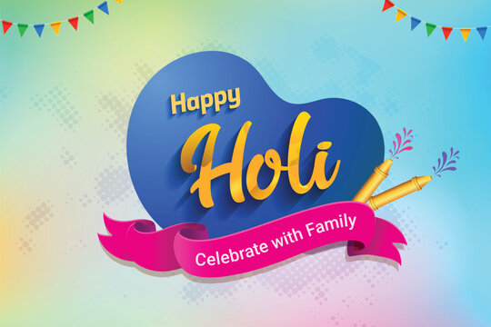 Colorful Happy Holi Vector Illustration Background for Ecommerce or Greeting Card. Pastel Color Background Design. India Festival of Colors Celebration.
