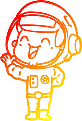 warm gradient line drawing happy cartoon astronaut