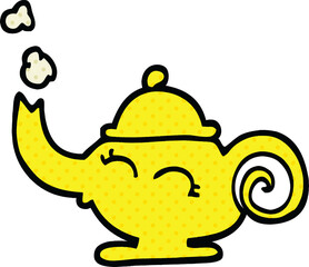 comic book style cartoon magic lamp