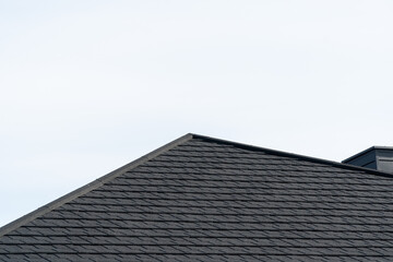 Fototapeta na wymiar Dark asphalt tiles on the roof