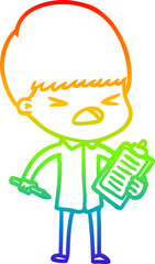 rainbow gradient line drawing cartoon stressed man
