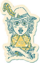 elf bard with natural twenty dice roll illustration