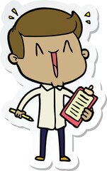 sticker of a cartoon happy man