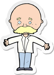 Obraz premium sticker of a cartoon bald man with open arms