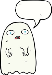funny cartoon ghost with speech bubble