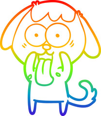 rainbow gradient line drawing cute cartoon dog