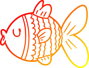 warm gradient line drawing cartoon fish