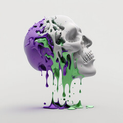 Topiąca się czaszka ilustracja medyczna, Melting skull medical illustration, Generative
