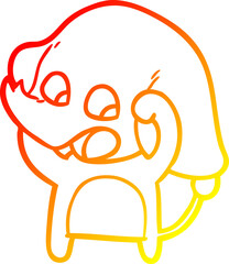 warm gradient line drawing cute cartoon elephant