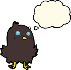cartoon bird with thought bubble