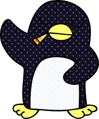 quirky comic book style cartoon penguin