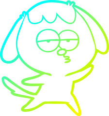 cold gradient line drawing cartoon bored dog