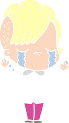 flat color style cartoon crying girl
