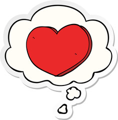cartoon love heart and thought bubble as a printed sticker