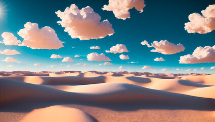blue sky and clouds sunset in the desert, clouds and sky landscape, represent a hot nature landscape desert sand sky