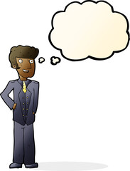 cartoon upperclass man with thought bubble