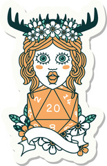 human druid with natural twenty dice roll sticker