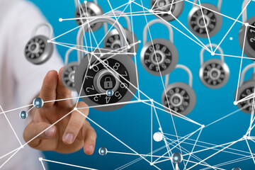 Information technology protected with firewall, secure access and encryption against cyber -...
