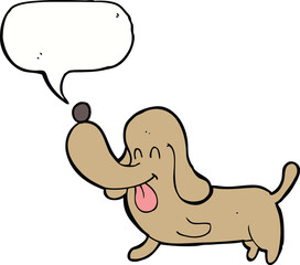 cartoon happy dog with speech bubble