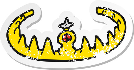 retro distressed sticker of a cartoon tiara