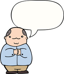 cartoon balding man and speech bubble