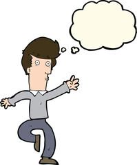 cartoon rushing man with thought bubble