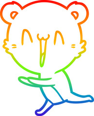 rainbow gradient line drawing running bear cartoon