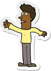 sticker of a cartoon man reaching