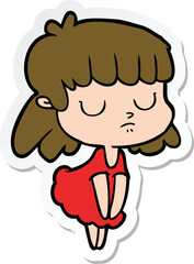 sticker of a cartoon indifferent woman