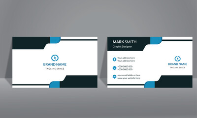 simple Design Template Set Corporate design set featuring geometric shapes with black & blue color business card