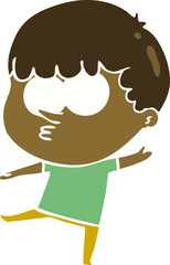 flat color style cartoon curious boy