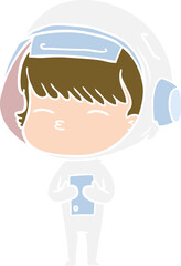Fototapeta premium flat color style cartoon curious astronaut