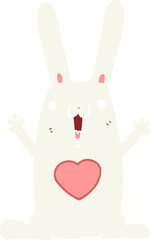 flat color style cartoon rabbit in love